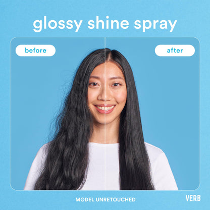 Verb hair spray bottle showing heat protection up to 232 degrees Celsius