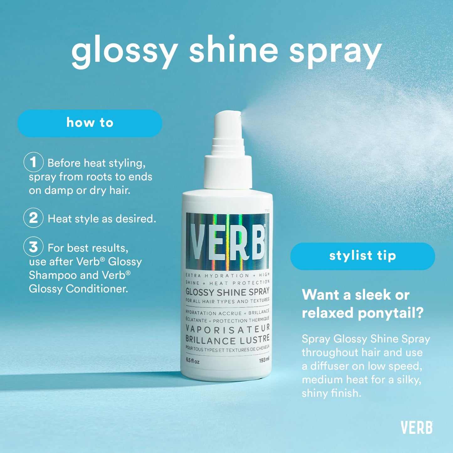 Verb Glossy Shine Spray for frizz control and hydration