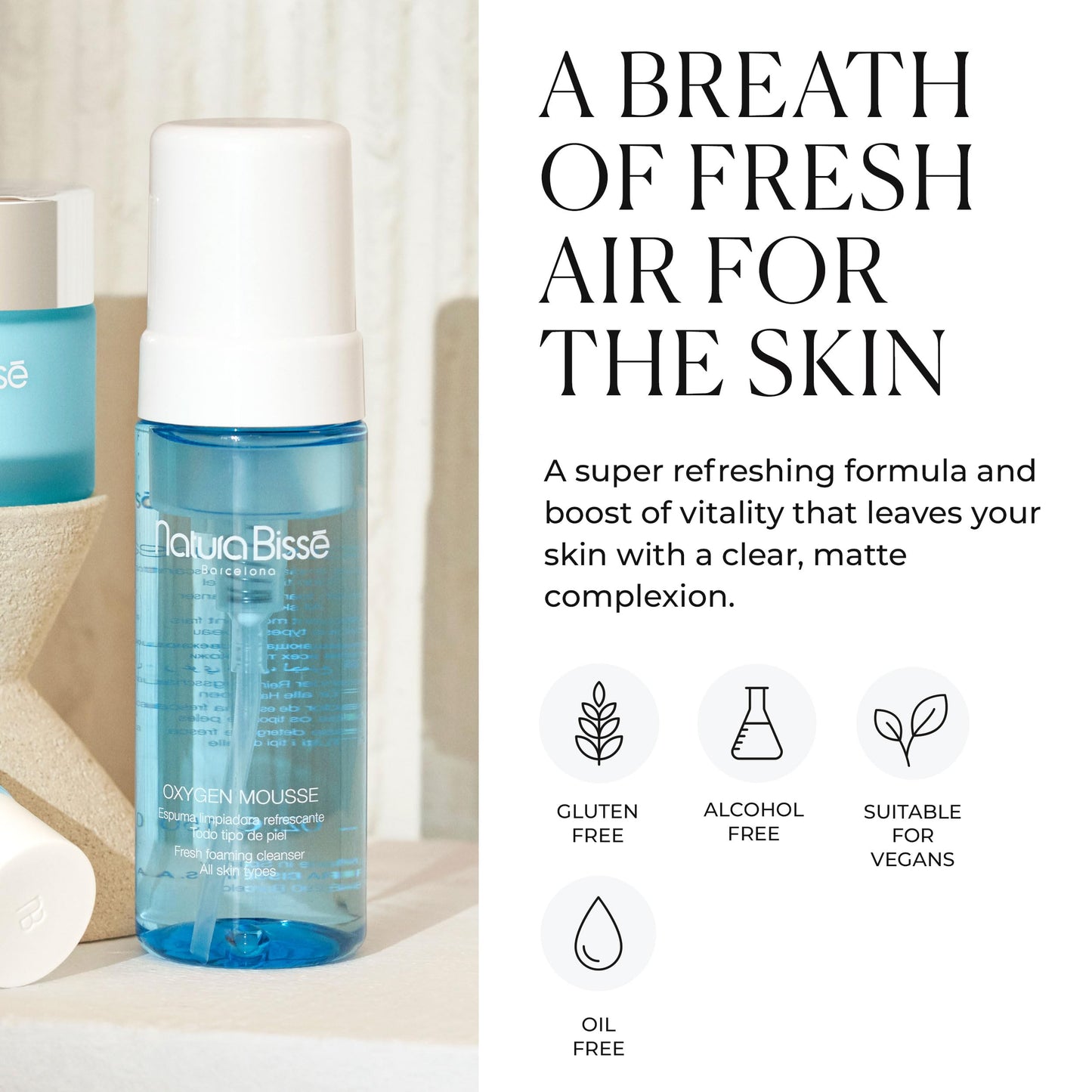 Natura Bisse Oxygen Mousse oxygenating foam cleanser description label