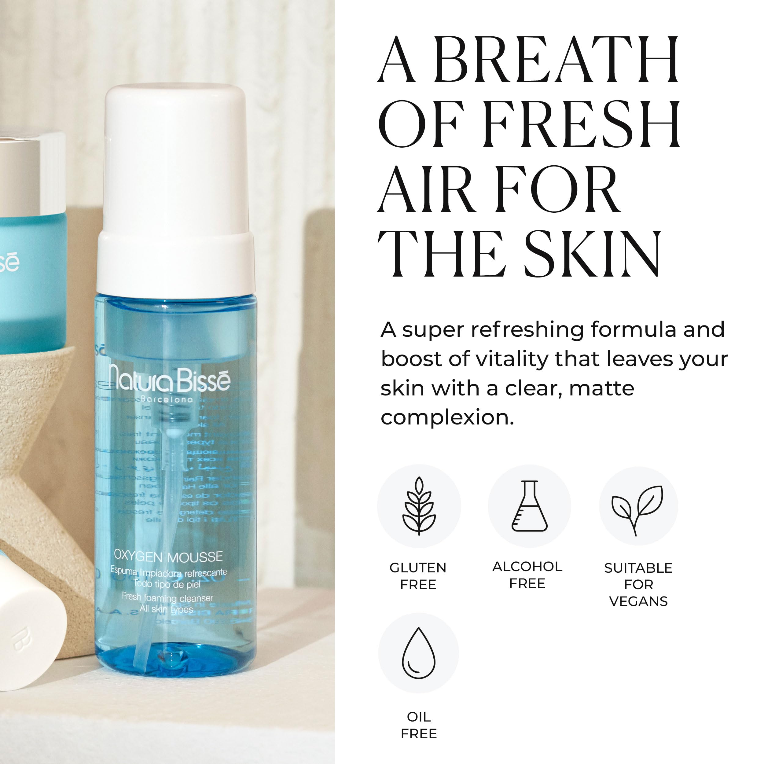 Natura Bisse Oxygen Mousse oxygenating foam cleanser description label