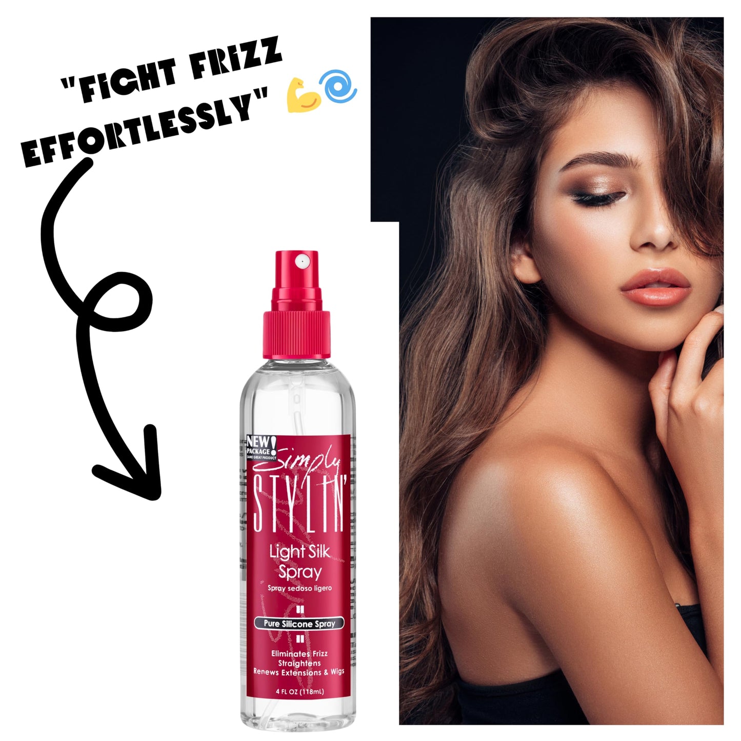 Simply Stylin Light Silk spray product label details