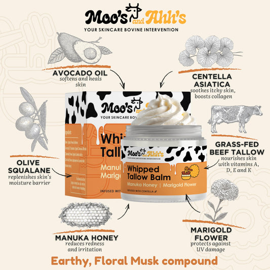 Moo's and Ahh's Grass Fed Beef Tallow moisturizer texture close up