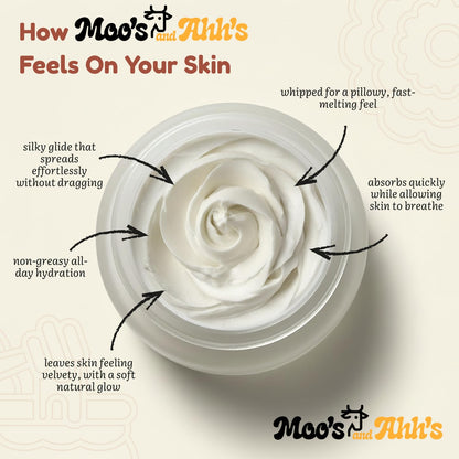 Moo's and Ahh's Tallow and Honey Balm 2 Ounce packaging details