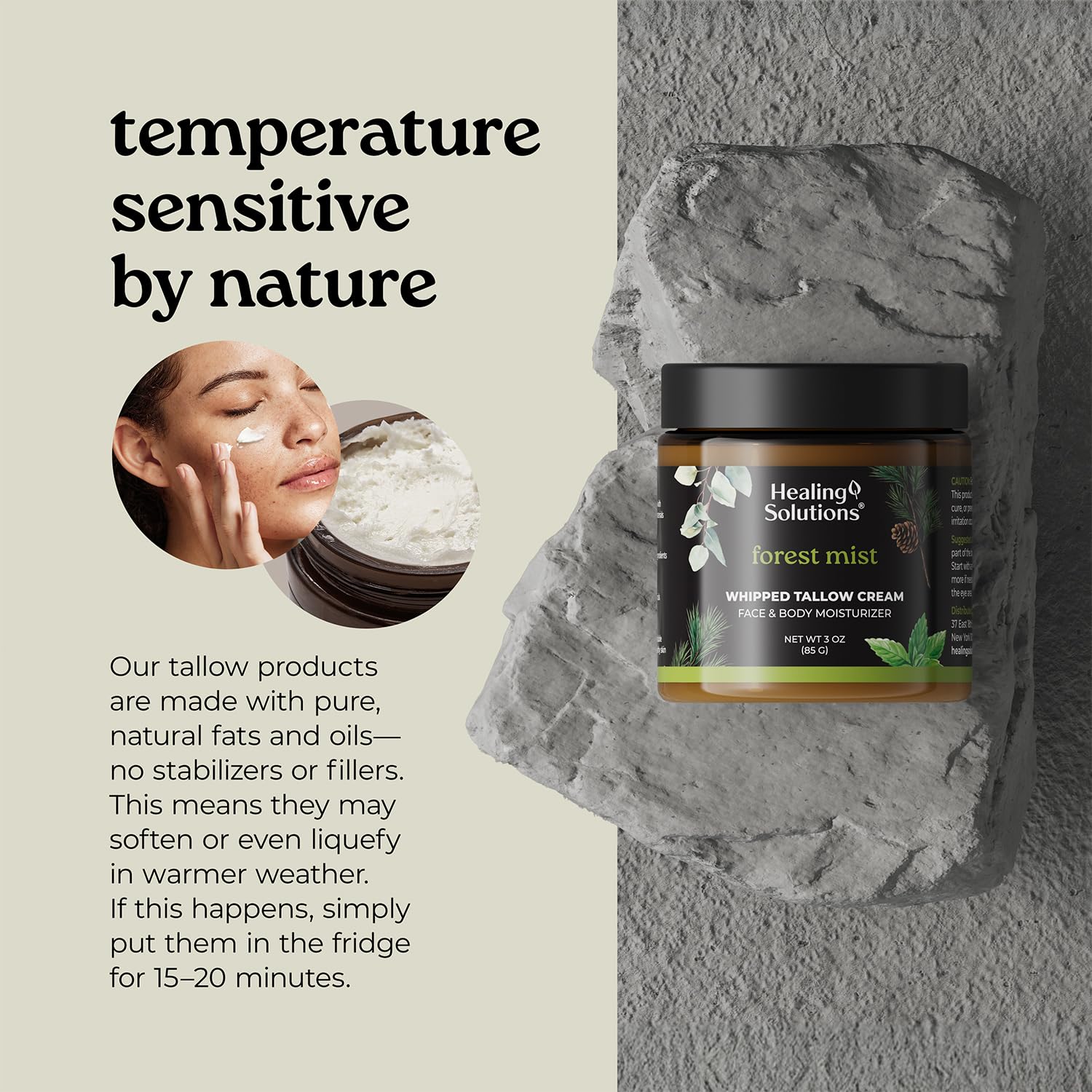 Side profile of the premium imported natural skin moisturizer jar showing ingredient details clearly.