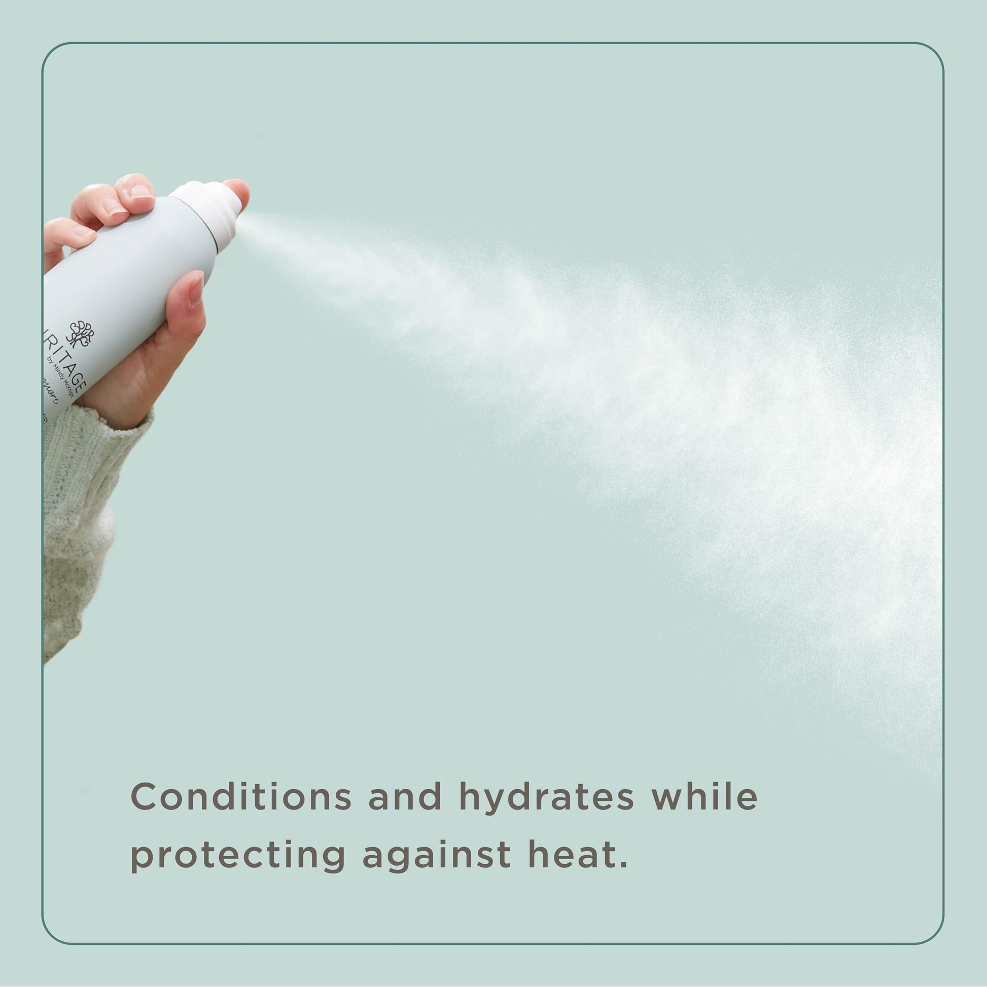 Back view of Hairitage heat protectant spray with ingredients