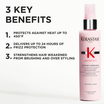 Back label of Kerastase Genesis Defense Thermique with product info