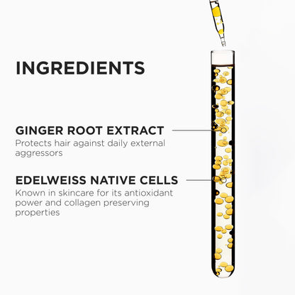Texture of Kerastase Genesis fortifying blow-dry fluid on palm