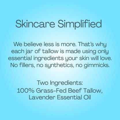 Mellow Mood lavender whipped tallow balm product label highlighting the clean and nutrient dense ingredients.