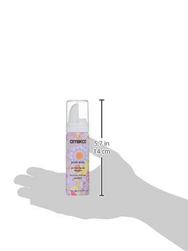 Amika hair mousse with sea buckthorn berry ingredient info on bottle side