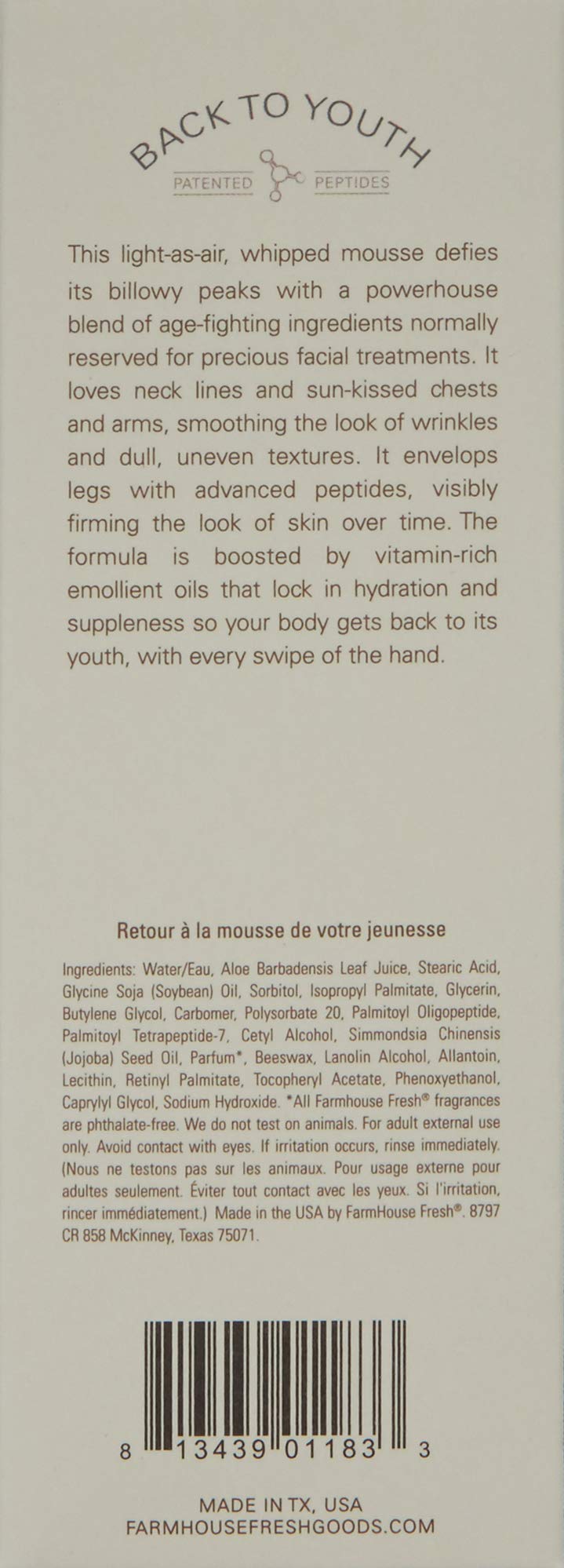 FarmHouse Fresh peptide enriched hand mousse travel size packaging