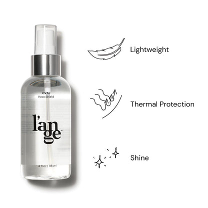 Back of L'Ange Hair Rival Heat Shield bottle with usage instructions