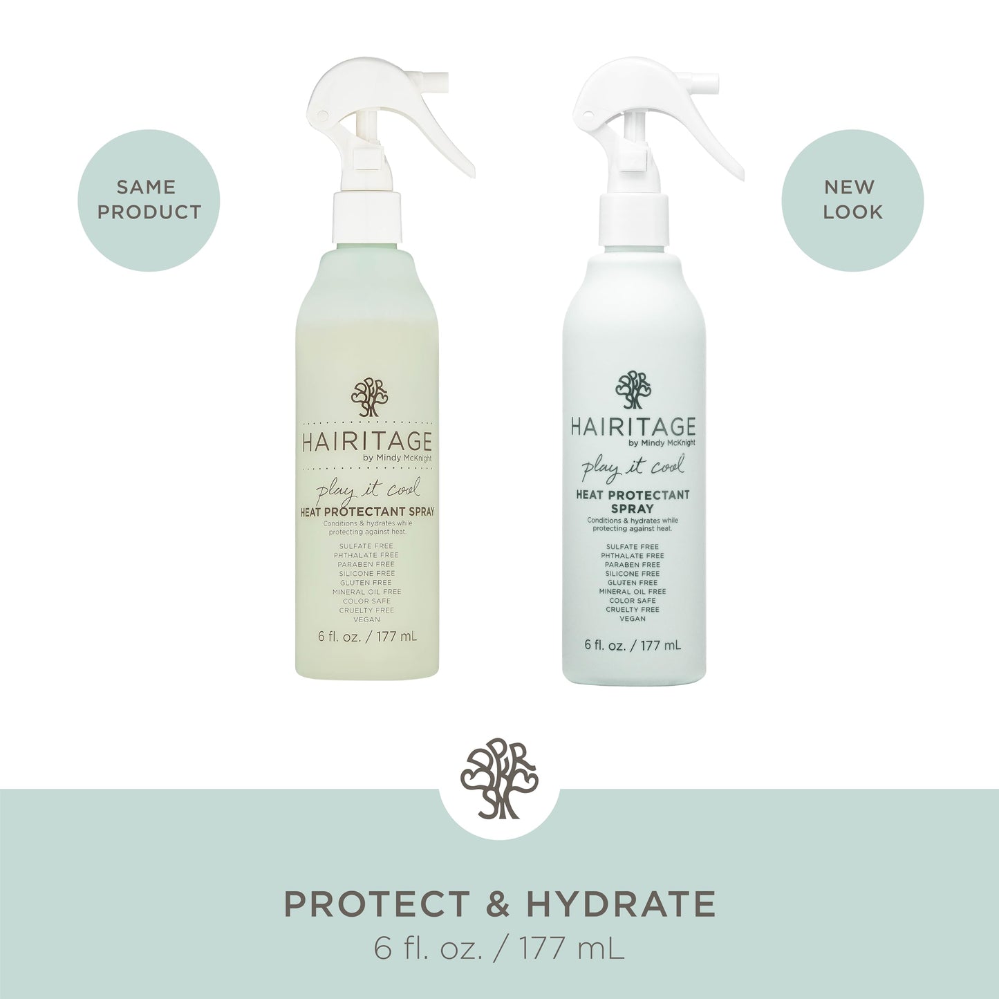 Hairitage heat protectant spray packaging details