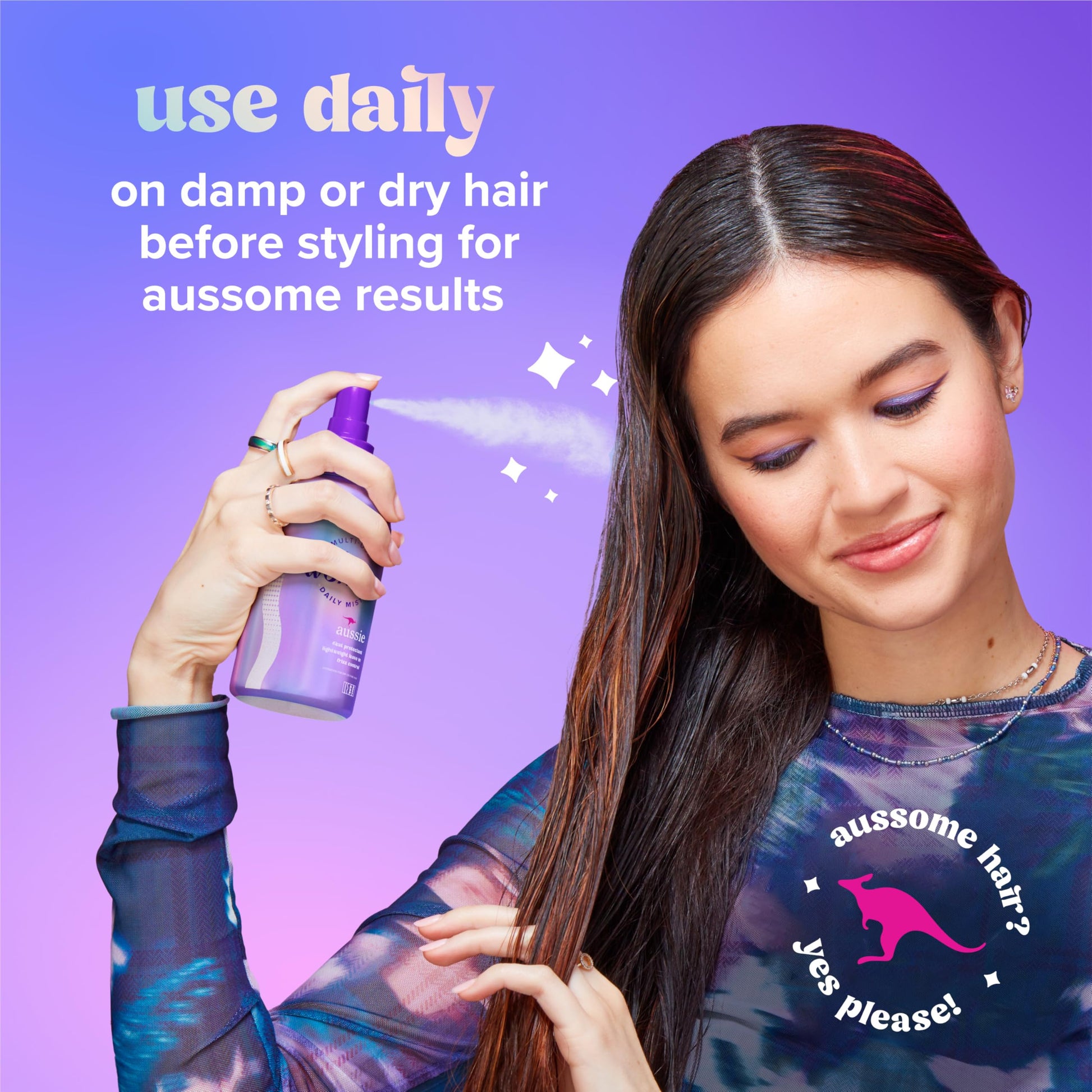 Aussie Ultra Wonder heat protectant and detangler spray bottle