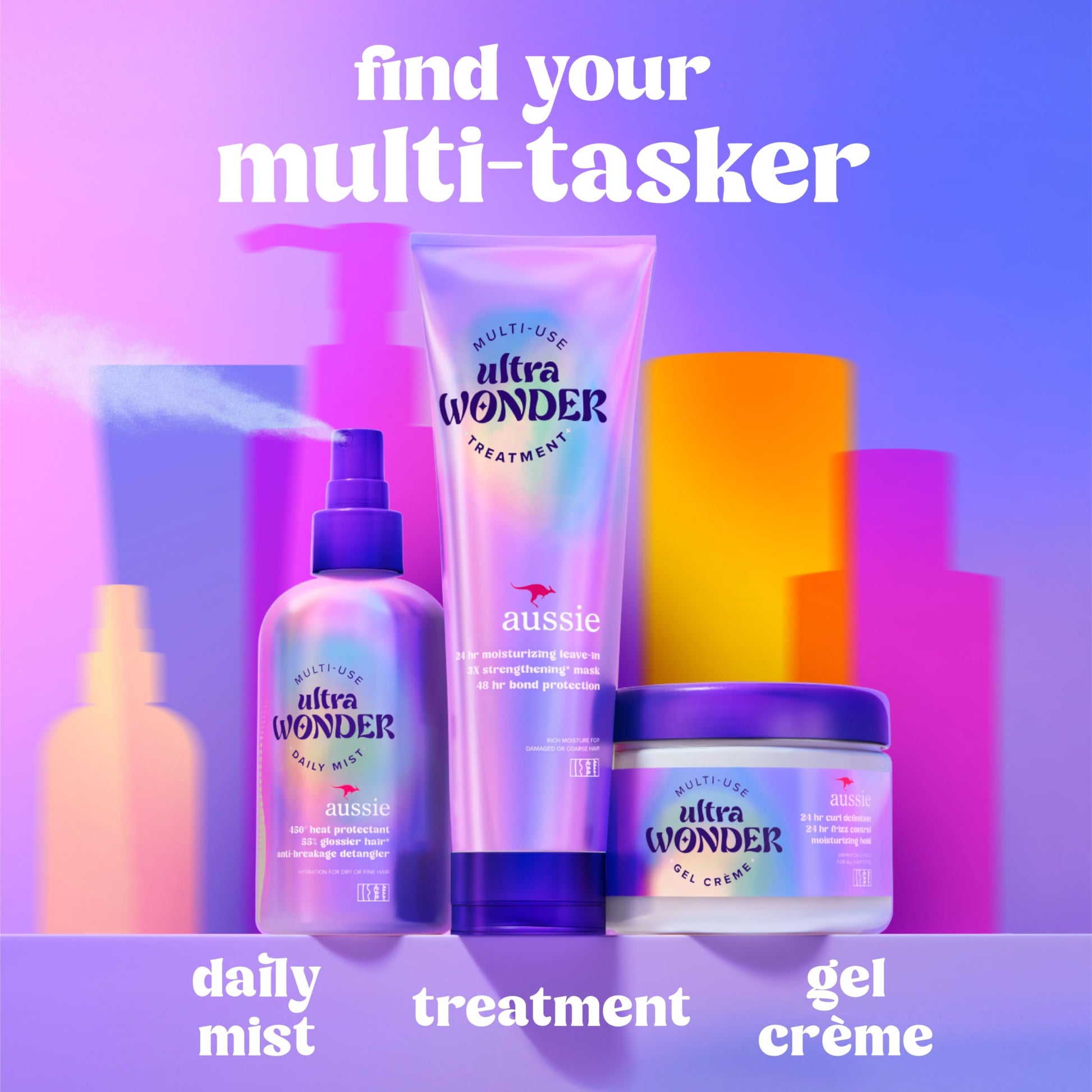 Detailed product information on Aussie Ultra Wonder Daily Mist bottle