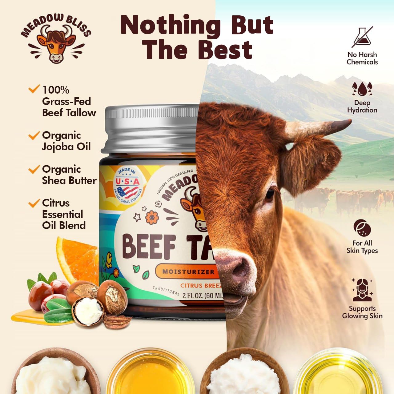 Meadow Bliss organic shea butter and grass fed tallow moisturizer cream