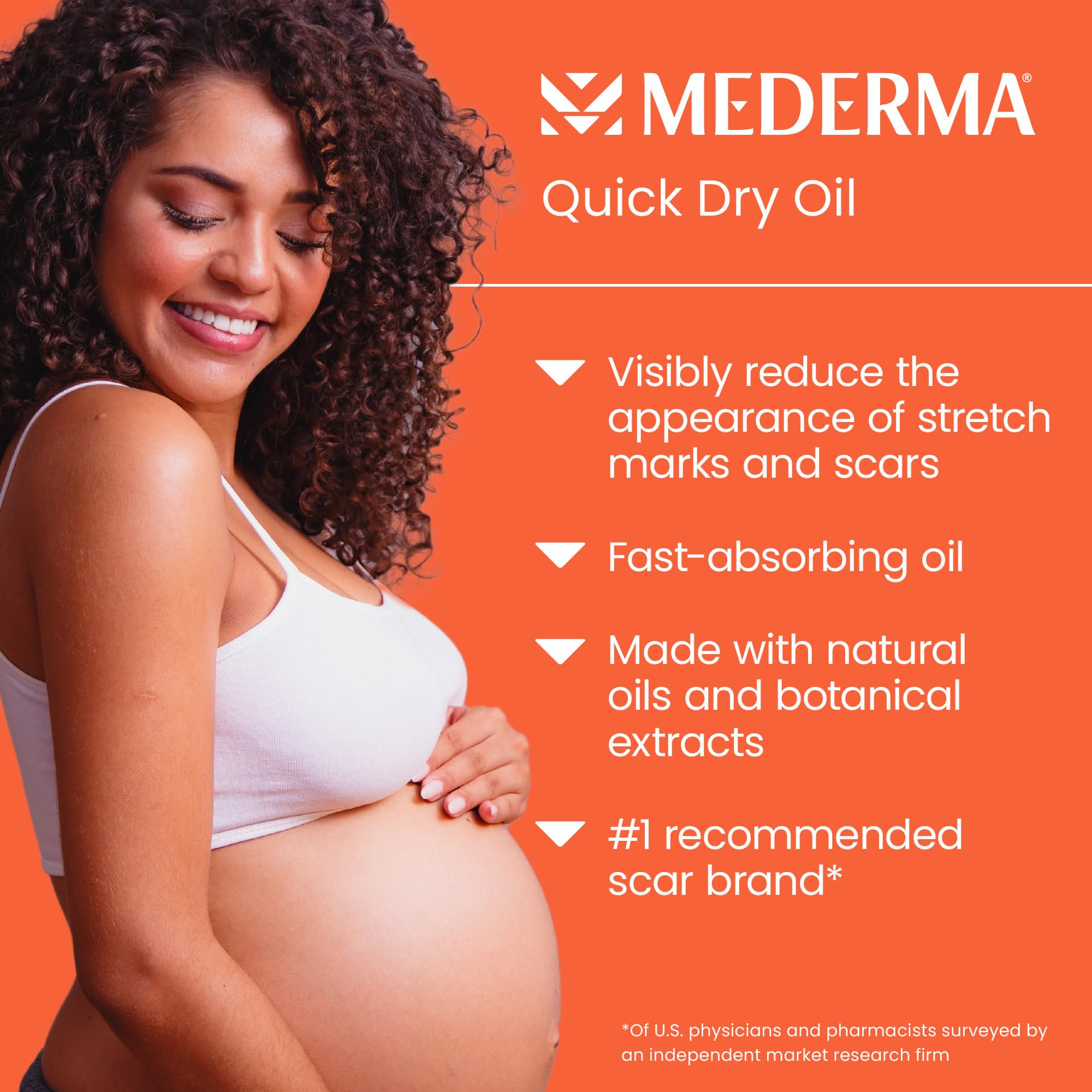 Close up of Mederma Quick Dry Oil botanical formula label