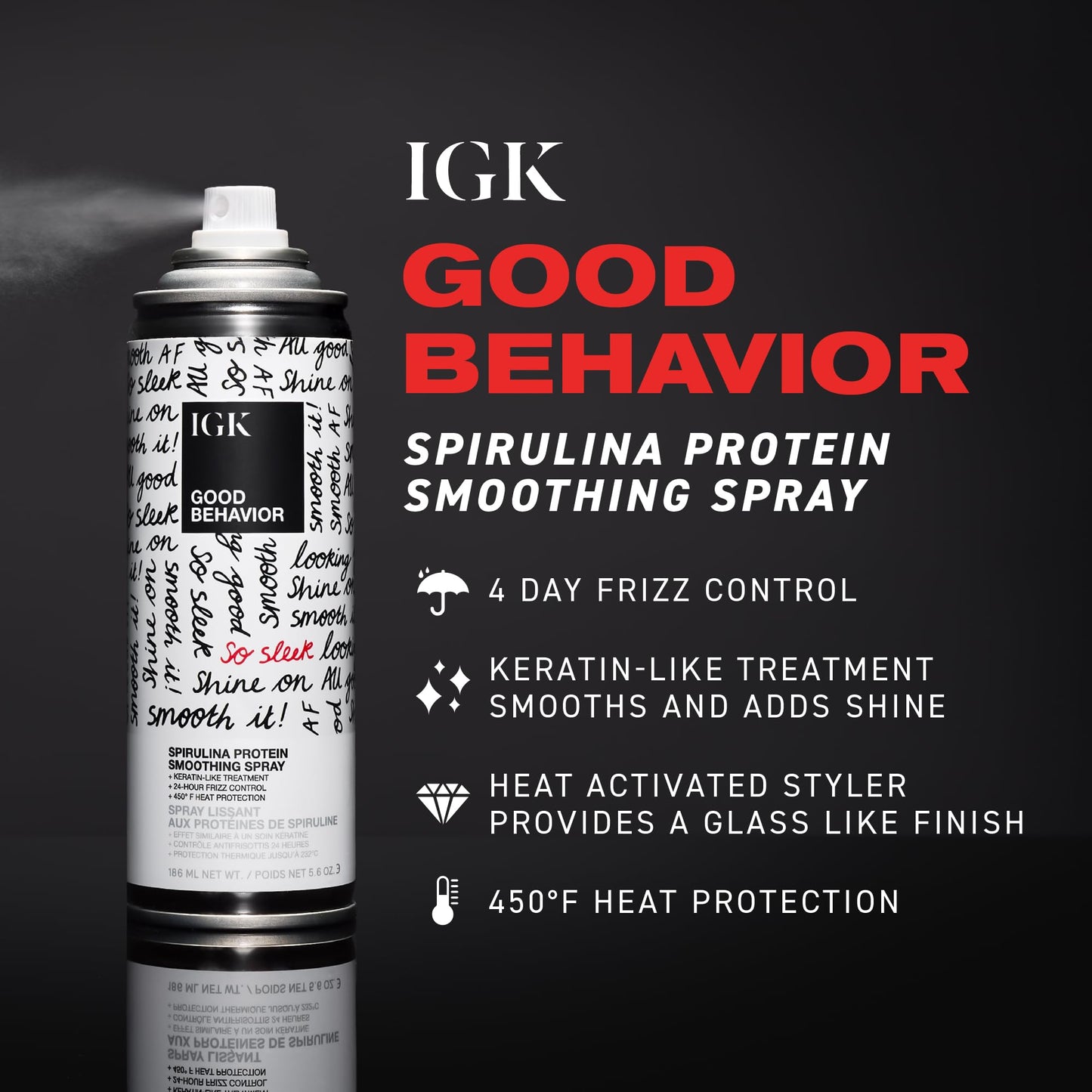 IGK hair smoothing spray texture and application mist