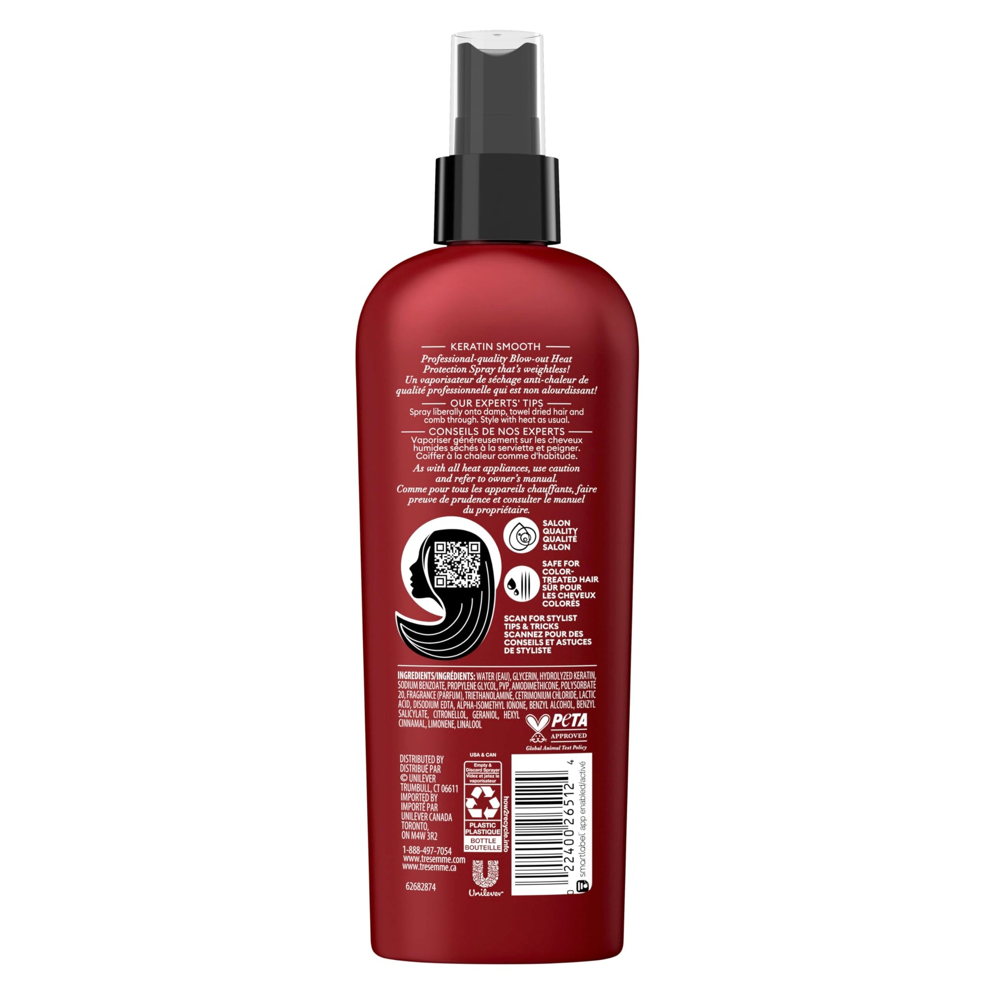 USA imported TRESemmé professional heat protectant spray for 72 hour frizz control