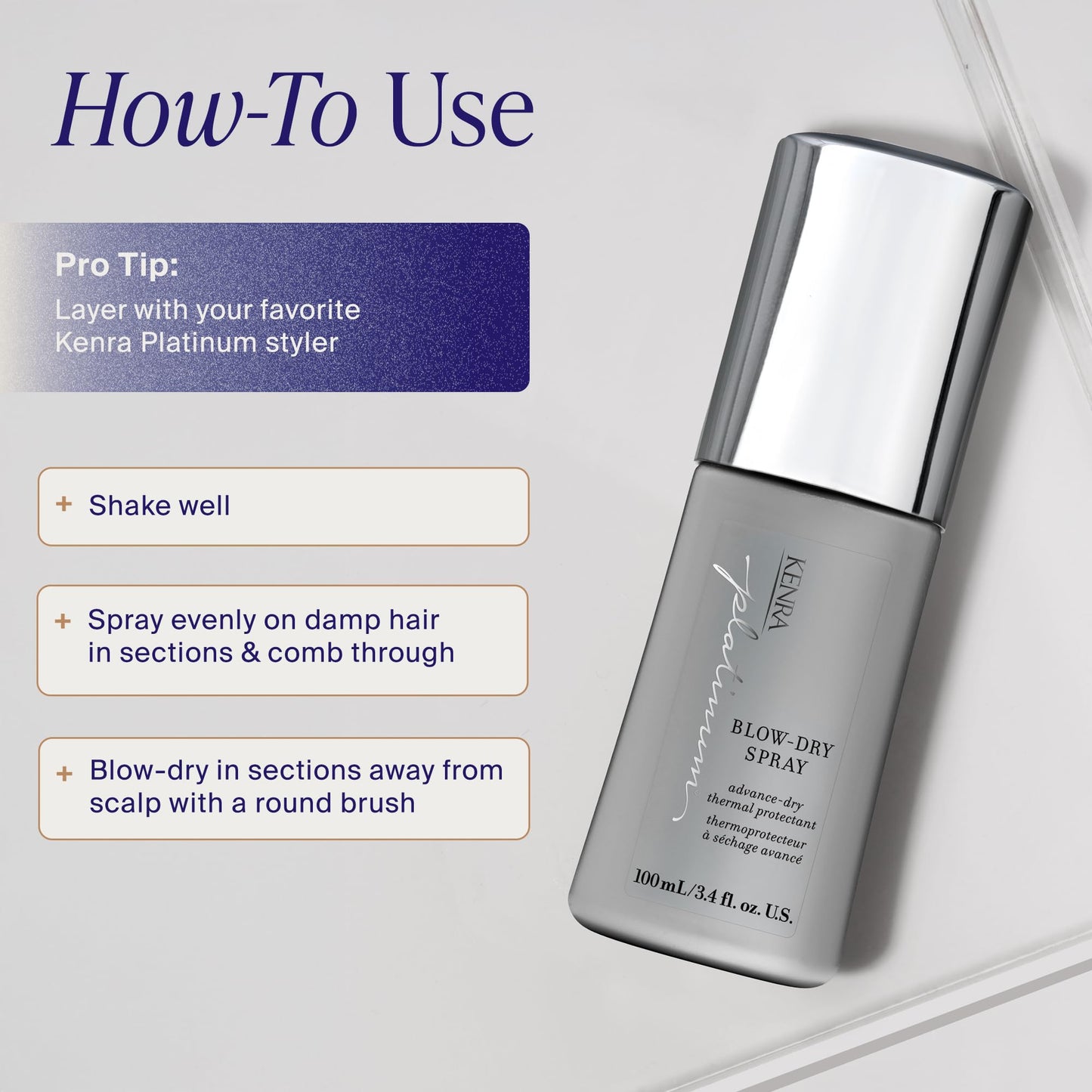 Kenra Platinum anti-frizz blow dry spray bottle