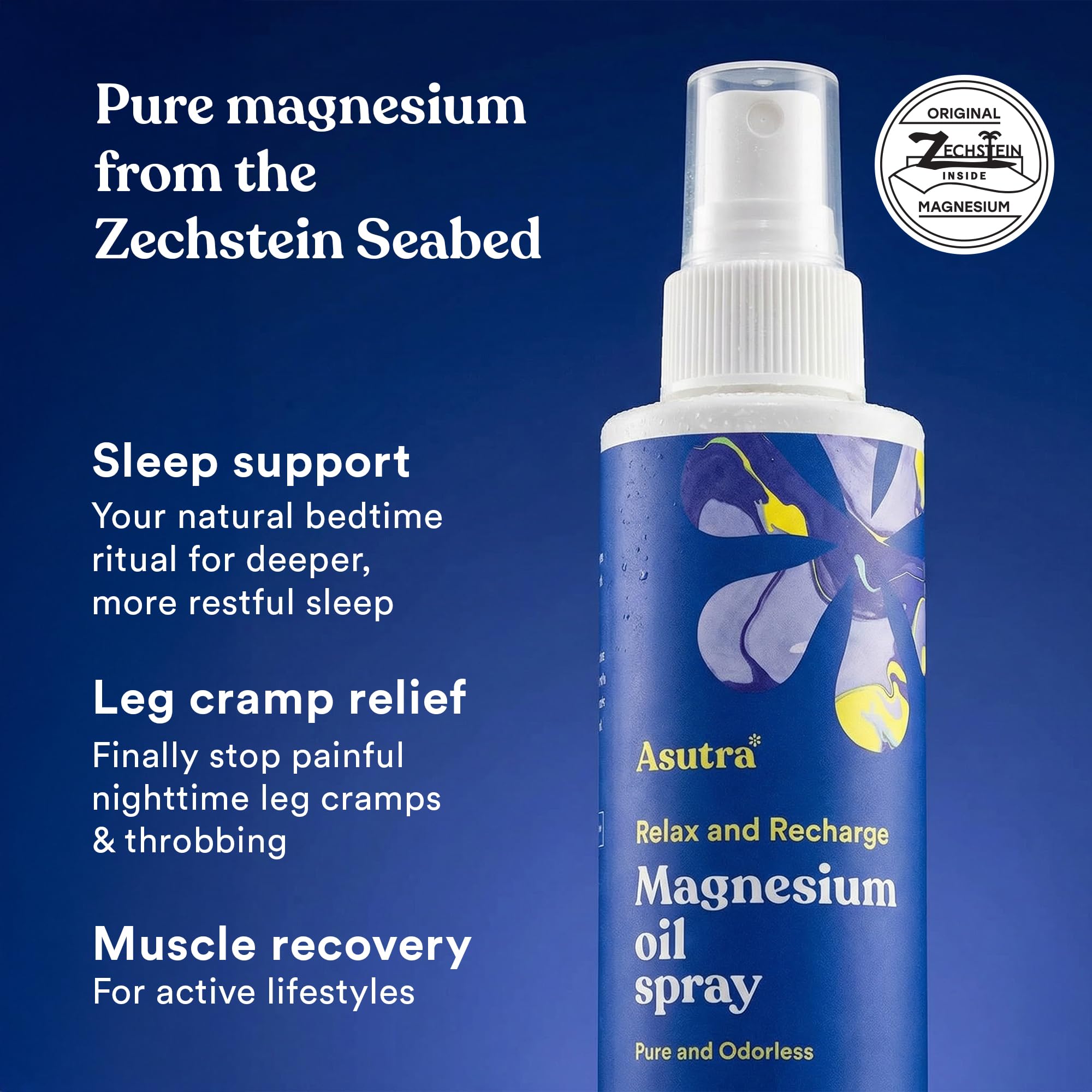 Topical application of Asutra magnesium oil on leg