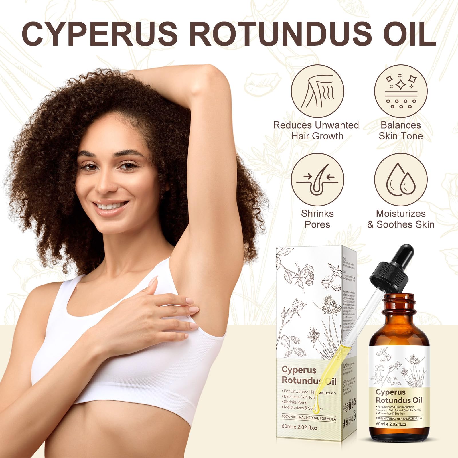 Dropper application of Cyperus Rotundus oil on skin.