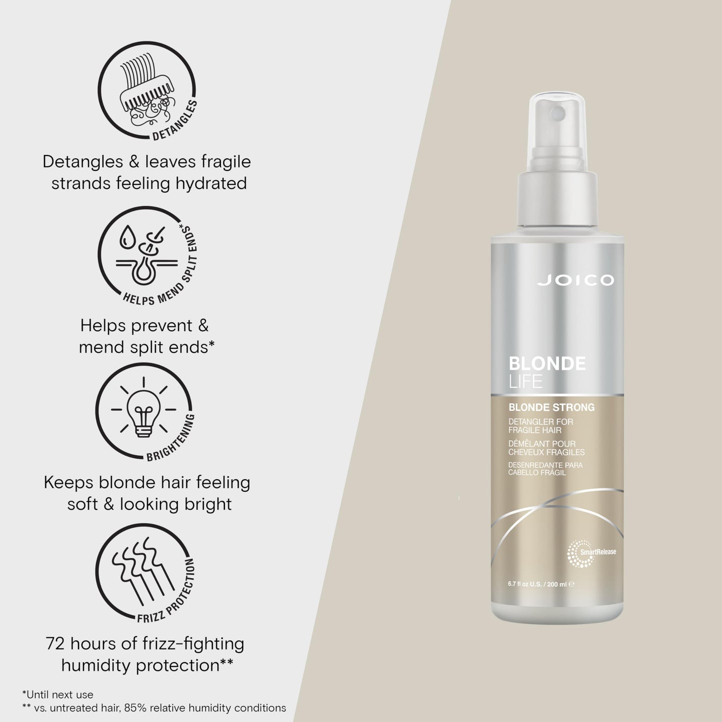 Six point seven fluid ounce bottle of Joico blonde hair care spray on a clean background.