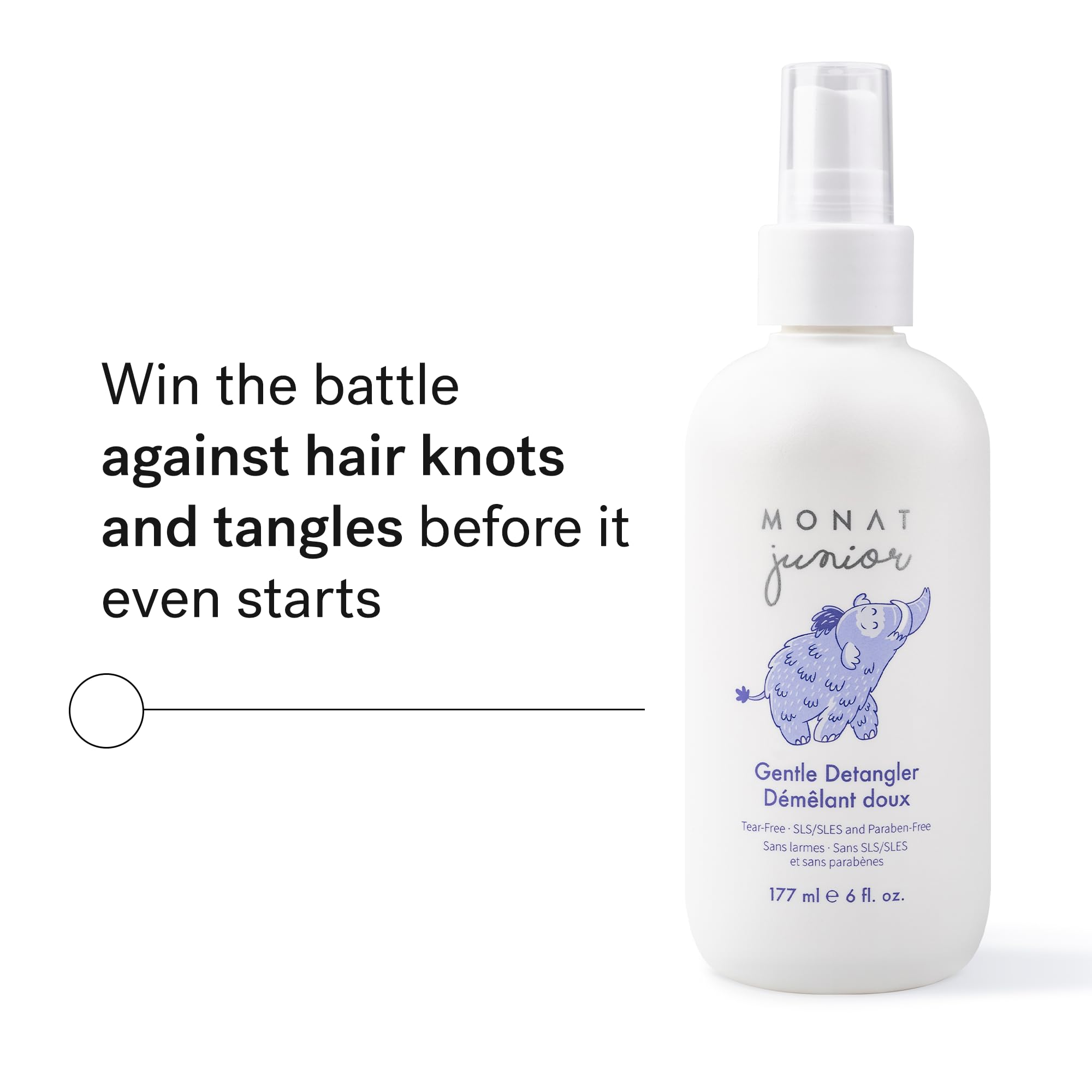 MONAT kids hair detangling spray 177ml bottle packaging details