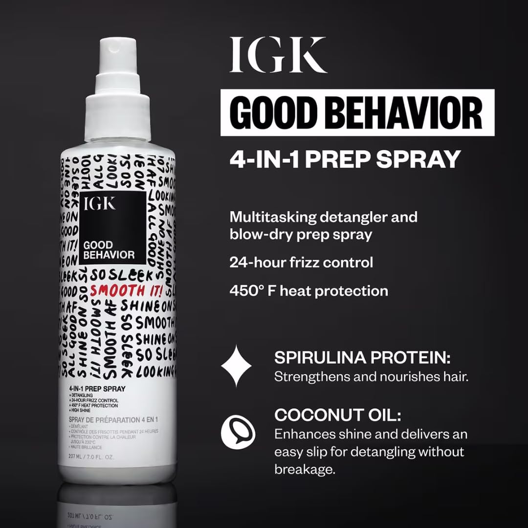 Vegan and cruelty free detangling spray with spirulina protein ingredient callouts