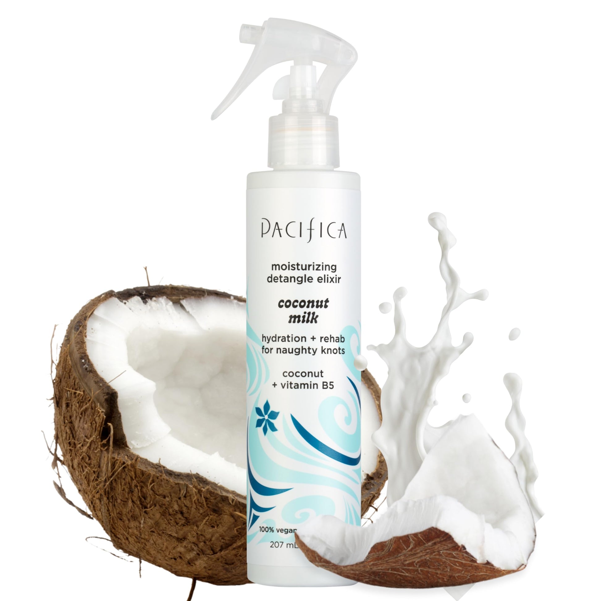 Full lifestyle shot of the Pacifica coconut milk hair care bundle set