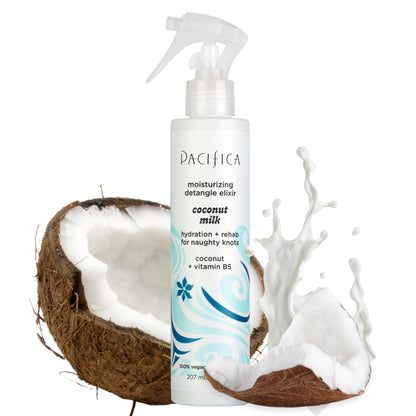 Full lifestyle shot of the Pacifica coconut milk hair care bundle set