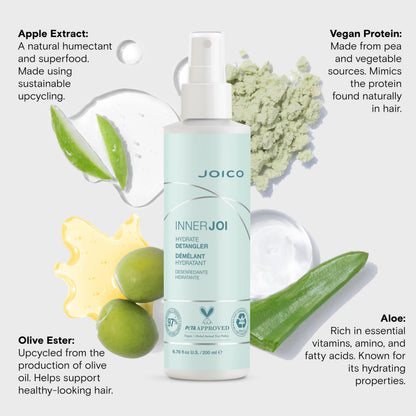 Joico InnerJoi clean haircare collection bottle highlighting apple extract formula.