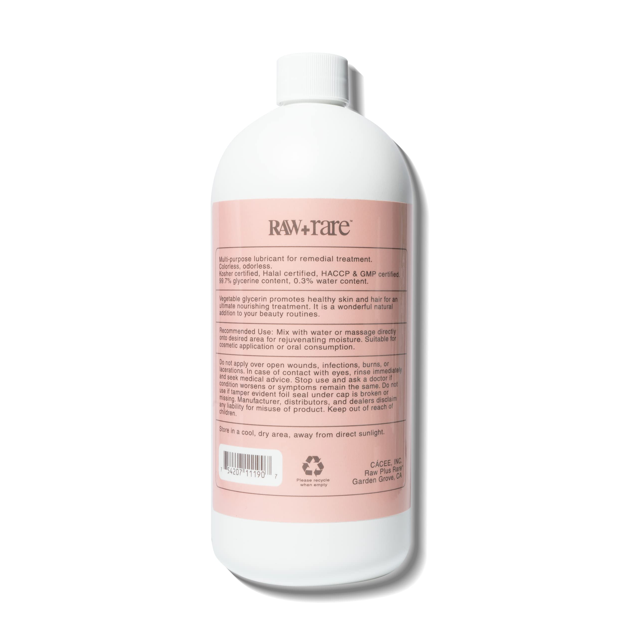 Natural vegetable glycerin pouring from 32 fluid ounce bottle
