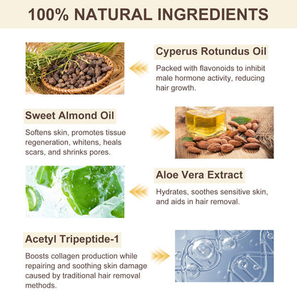 Natural Cyperus Rotundus hair removal oil bottle with dropper.