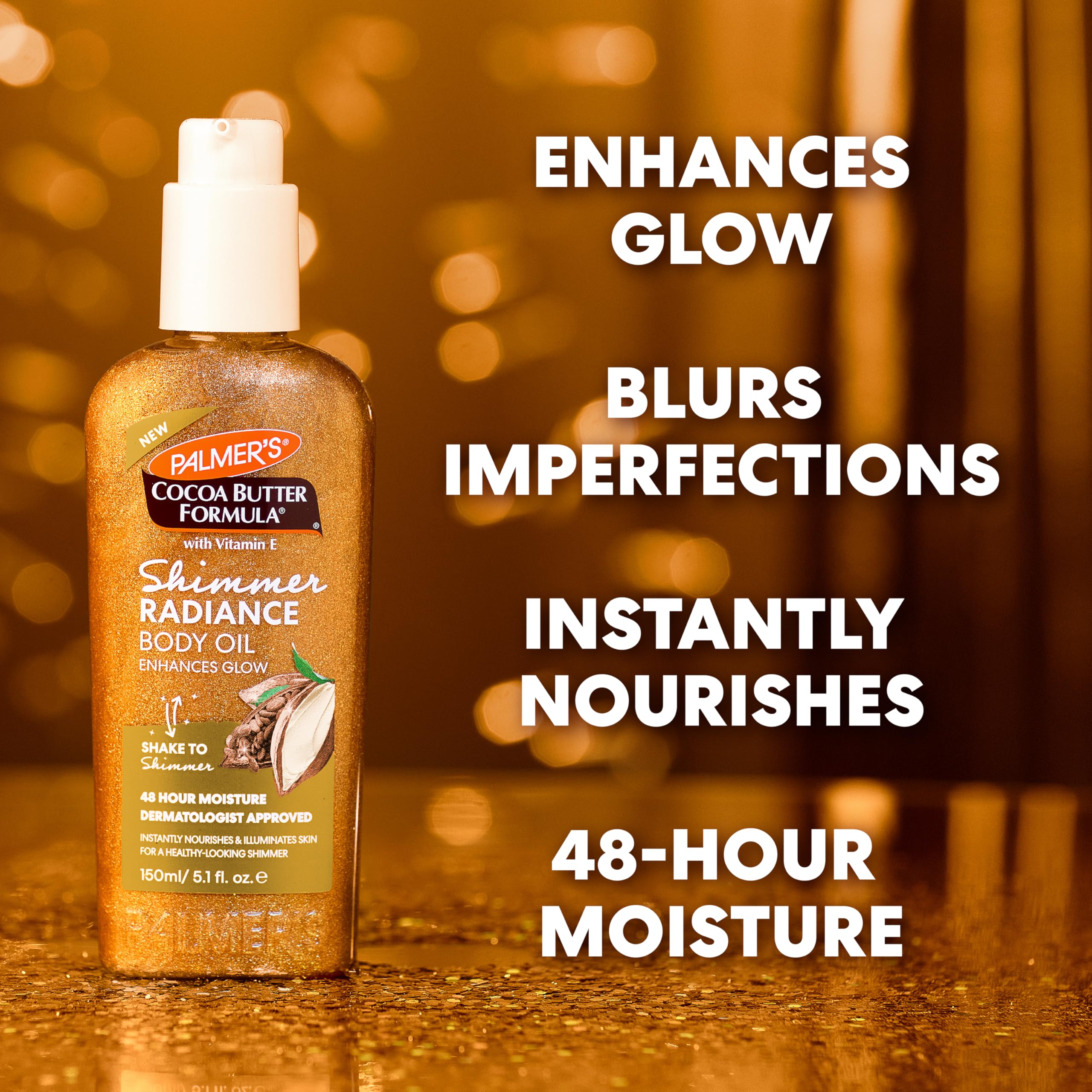 Palmer's Cocoa Butter Shimmer Oil bottle with cap detail