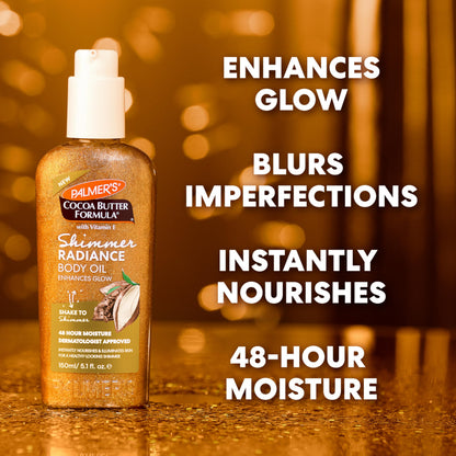 Palmer's Cocoa Butter Shimmer Oil bottle with cap detail