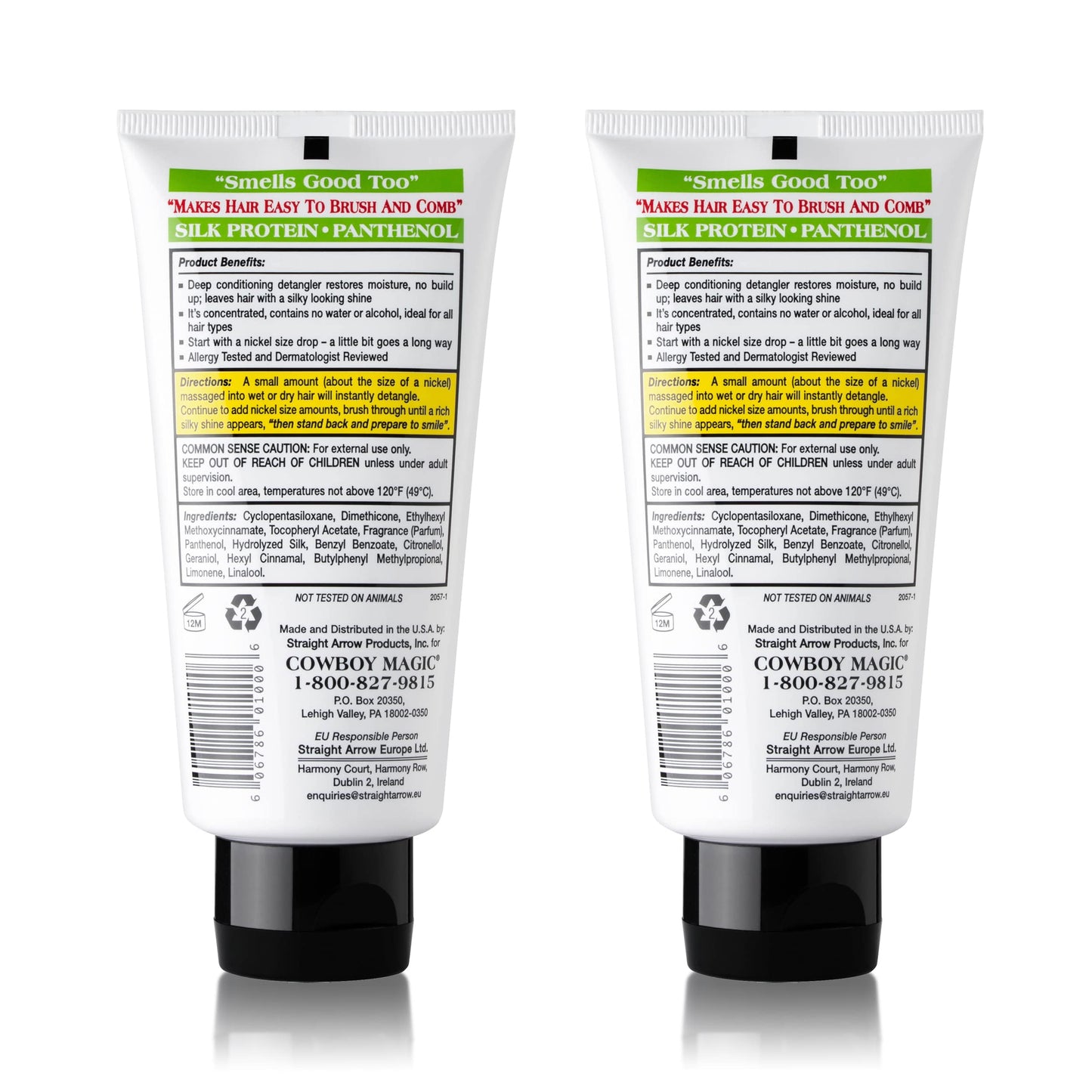 Cowboy Magic concentrated hair detangler tubes showing premium silk protein formula