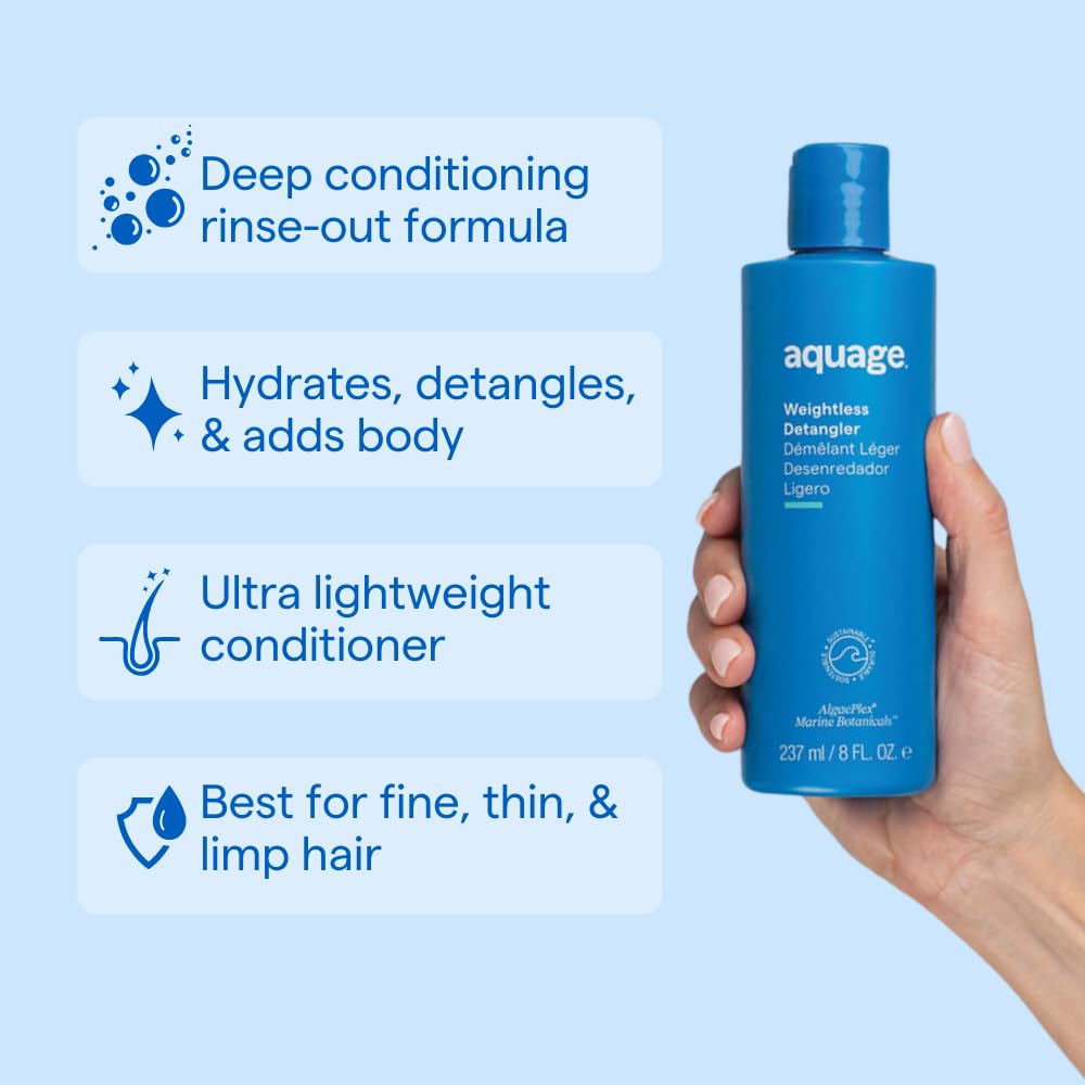 Aquage ultra light weightless detangling conditioner for fine hair care