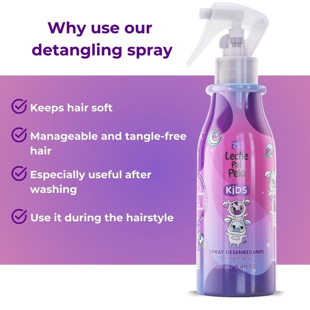 Leche Pal Pelo premium imported kids detangling spray bottle design features