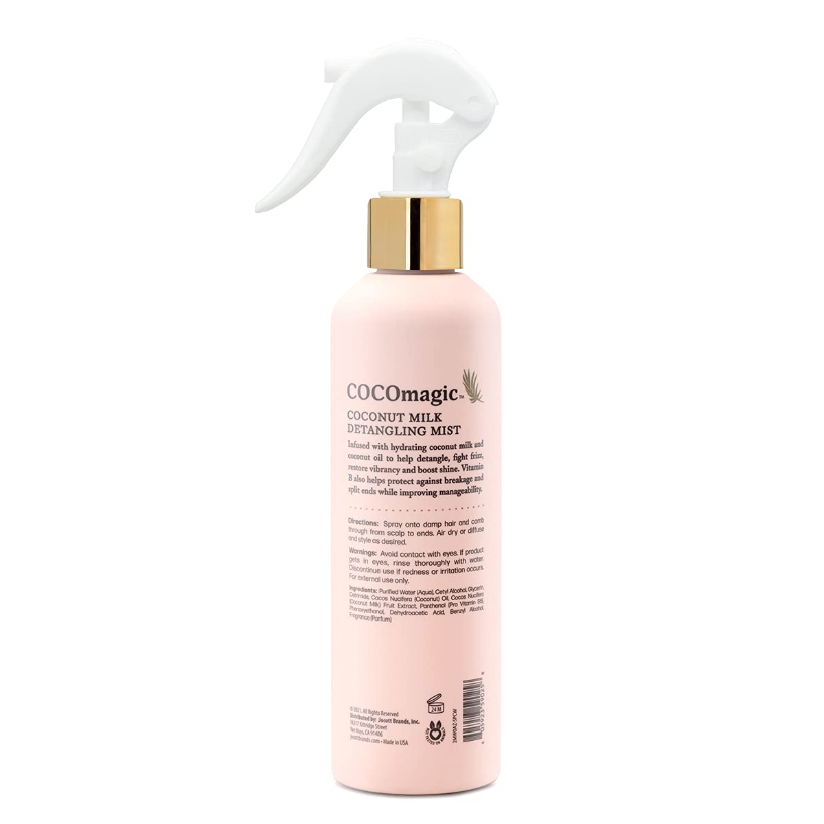 Cocomagic leave in hair detangler spray bottle showing product benefits
