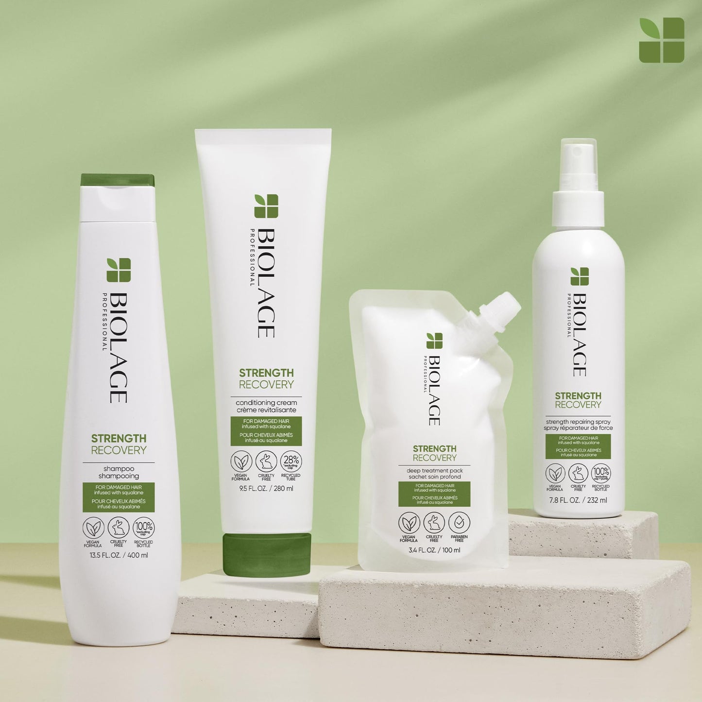 Biolage strength recovery repairing spray packaging dimensions showing fluid ounces