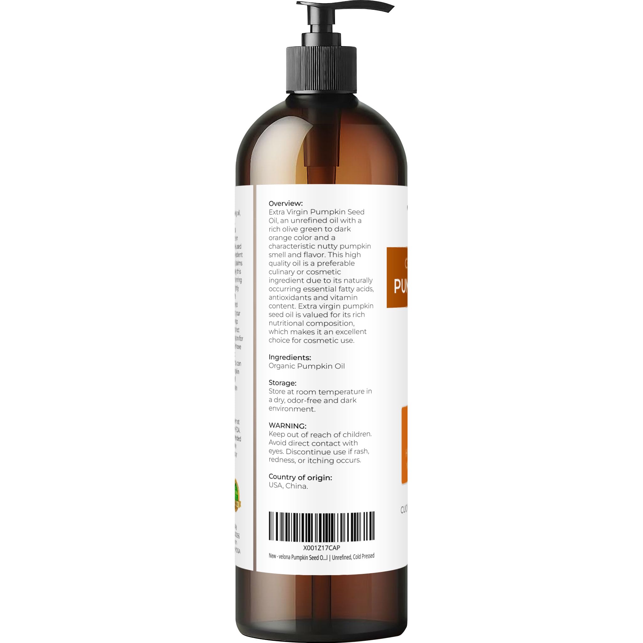 Cold pressed organic pumpkin seed oil for skincare and hair