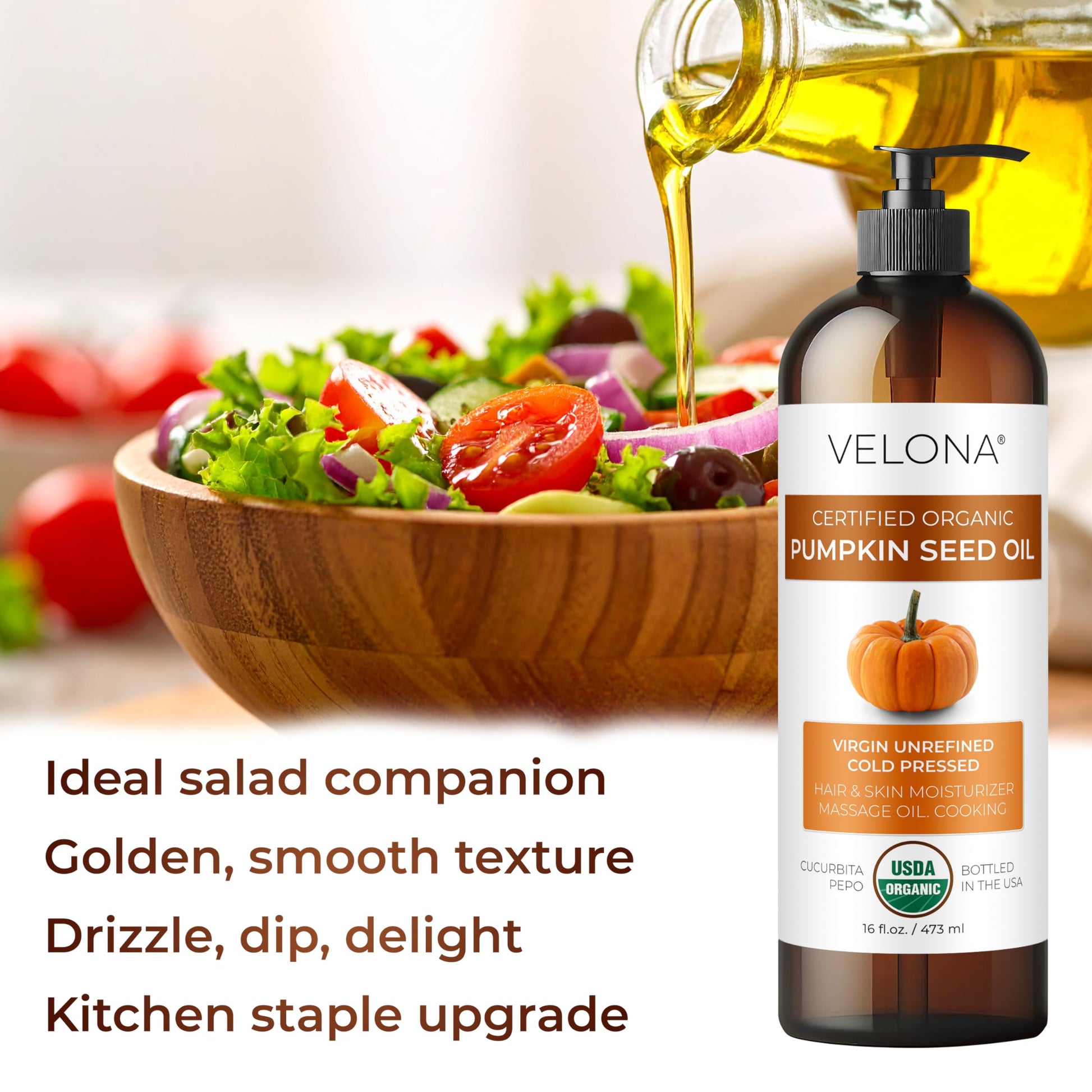 Velona 100 percent pure pumpkin seed oil lifestyle application