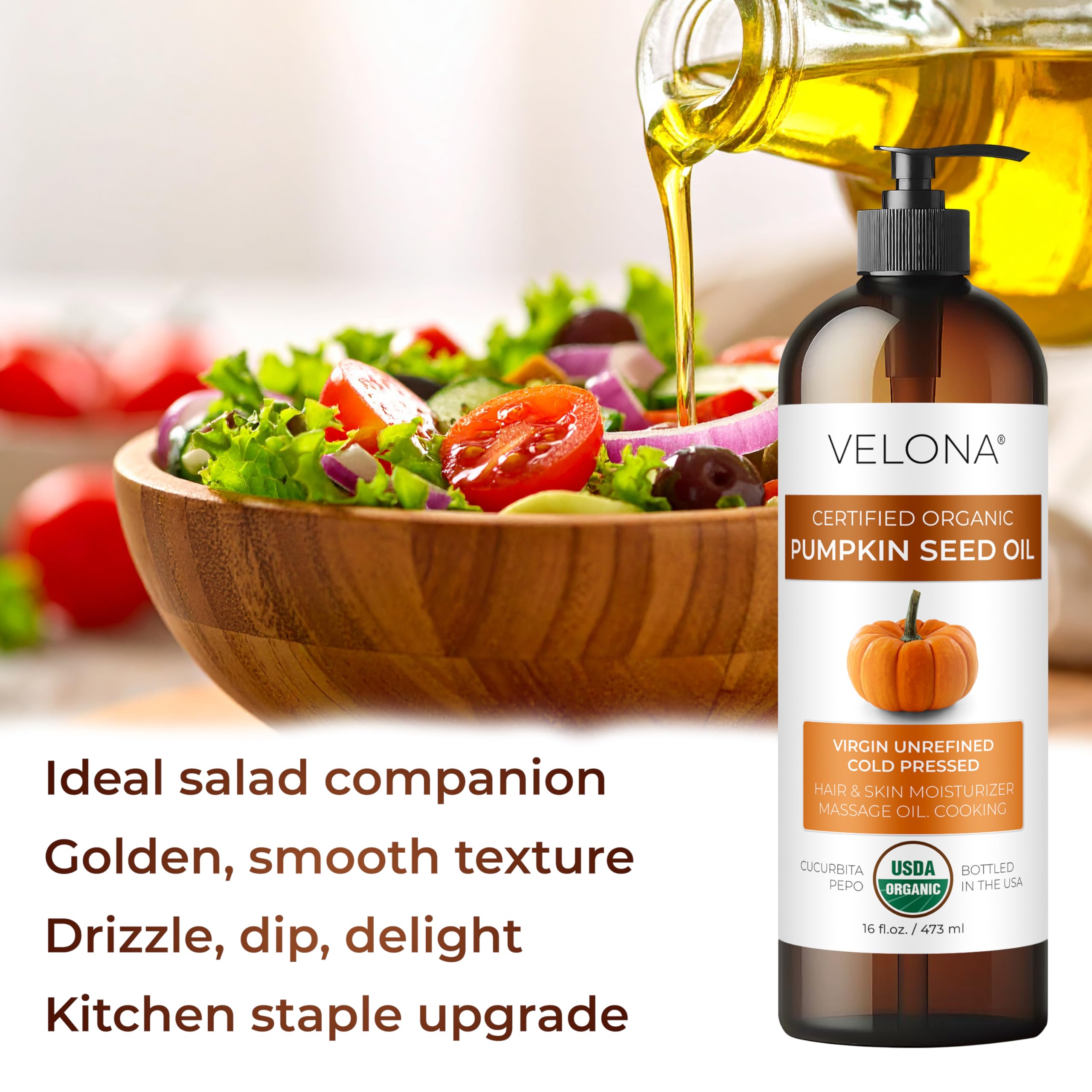 Velona 100 percent pure pumpkin seed oil lifestyle application