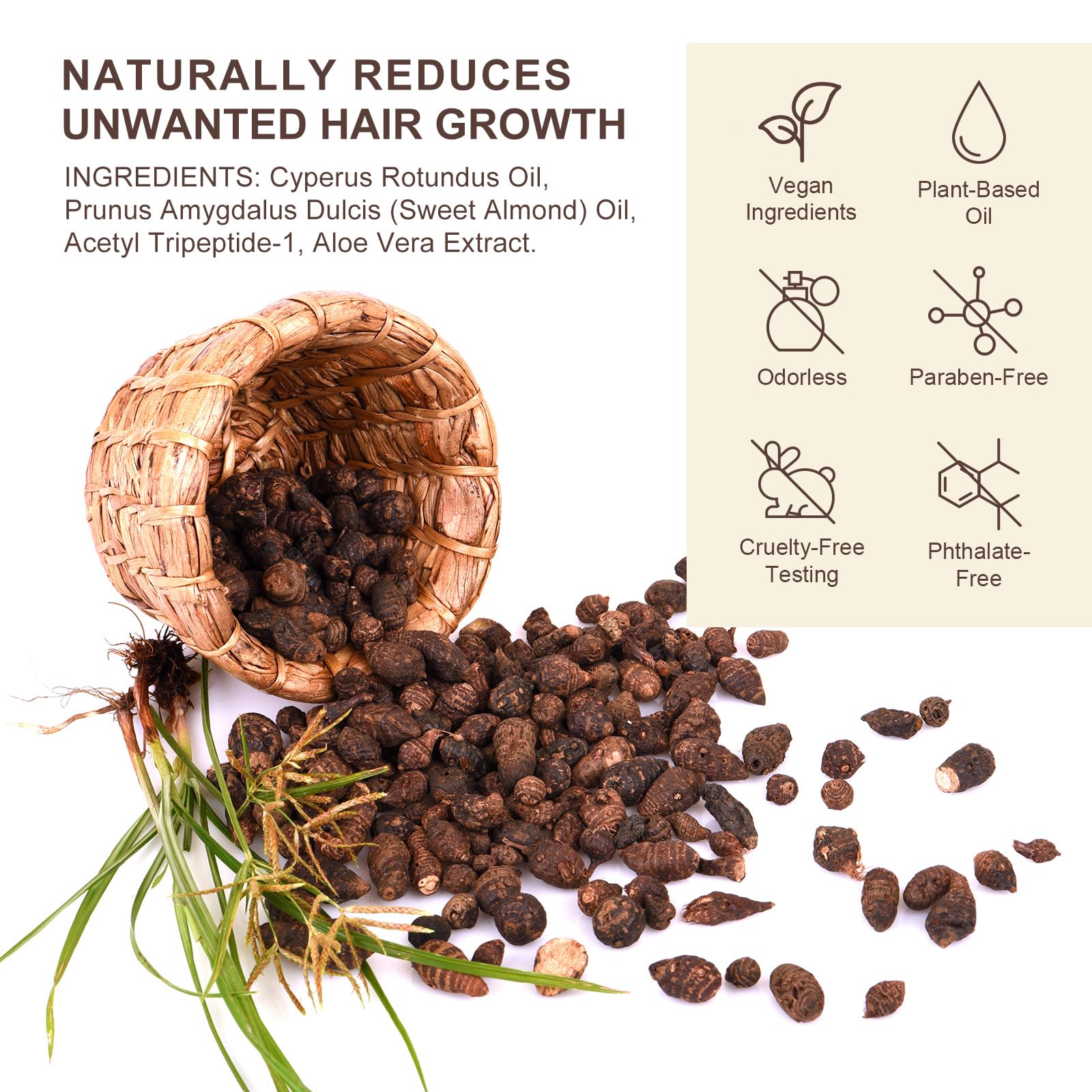 Texture of natural Cyperus Rotundus skin conditioning oil