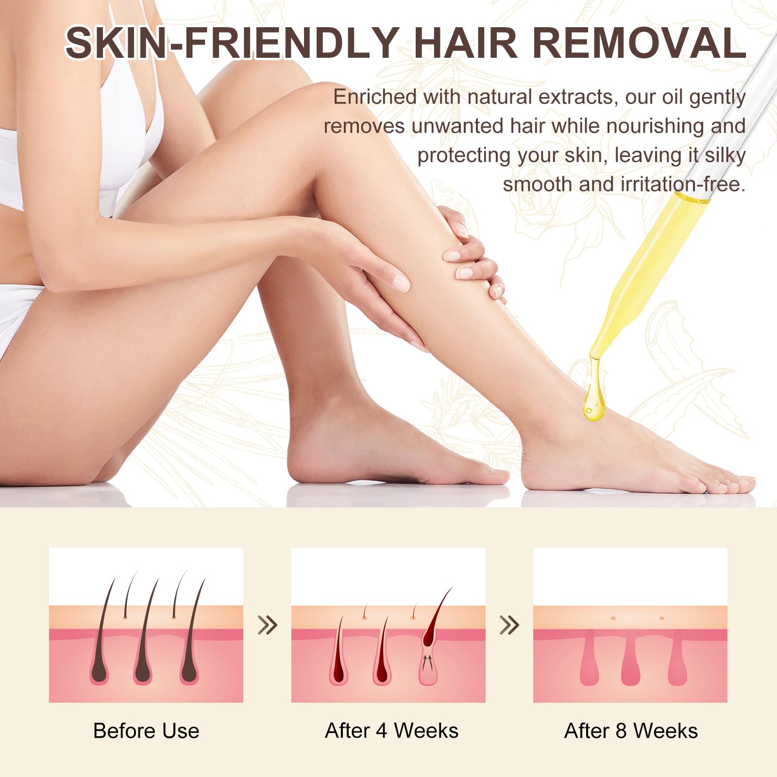 Applying YJDHRPBI Cyperus Rotundus oil to skin after waxing