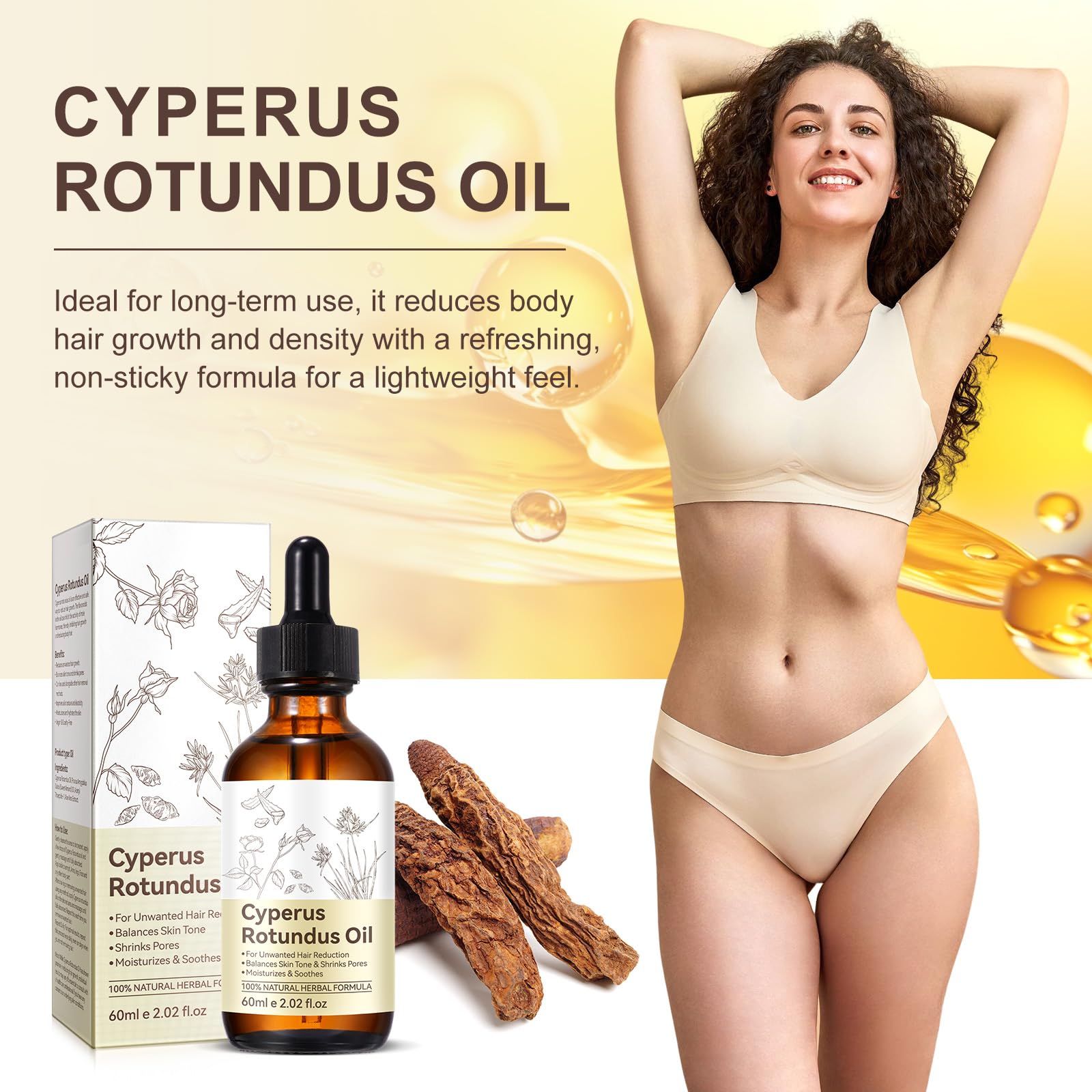 Detailed view of 60ml YJDHRPBI skincare and hair oil