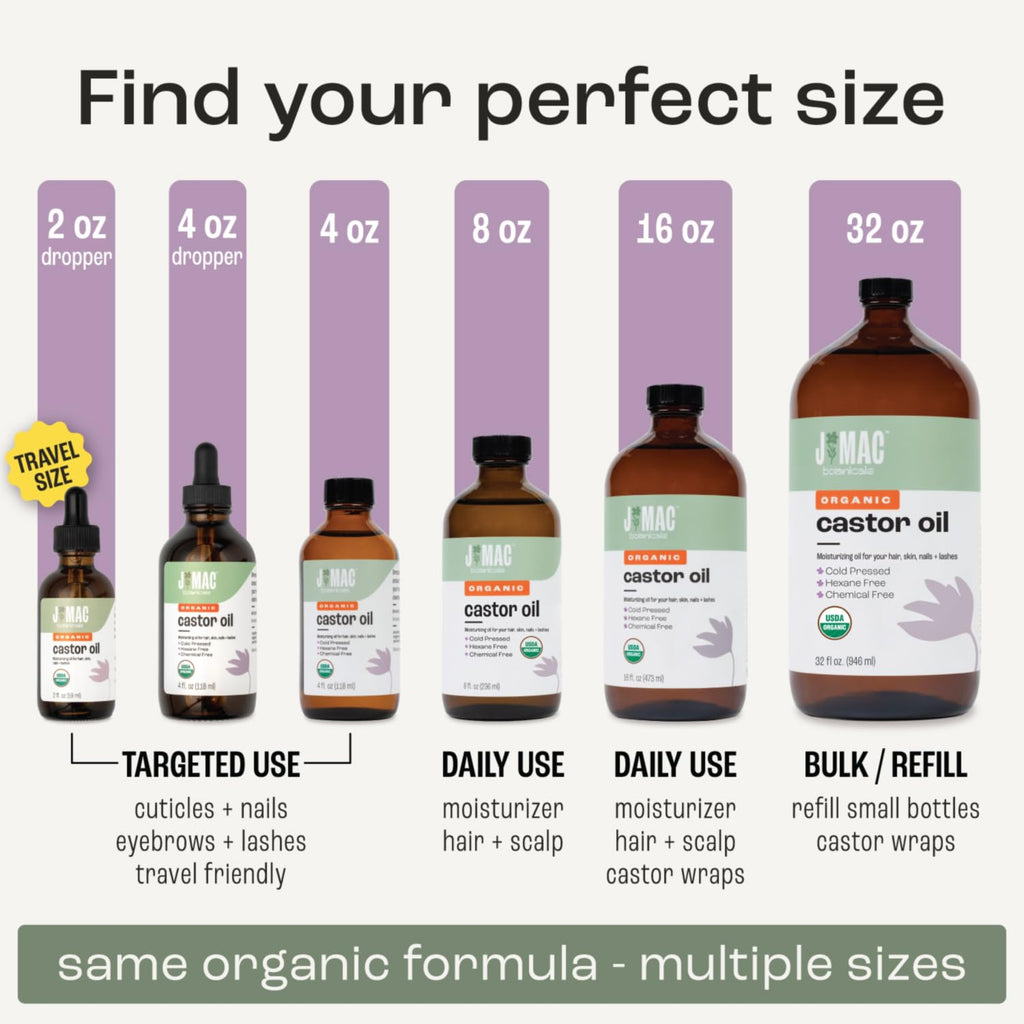 J Mac Botanicals Organic Castor Oil application for eyelash and eyebrow conditioning.