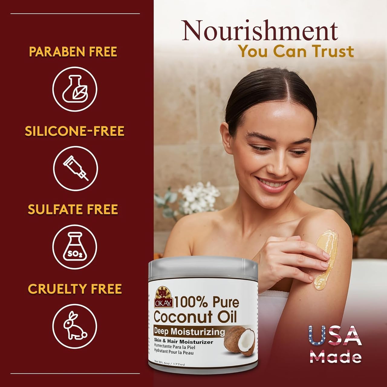 Authentic USA imported coconut oil jar