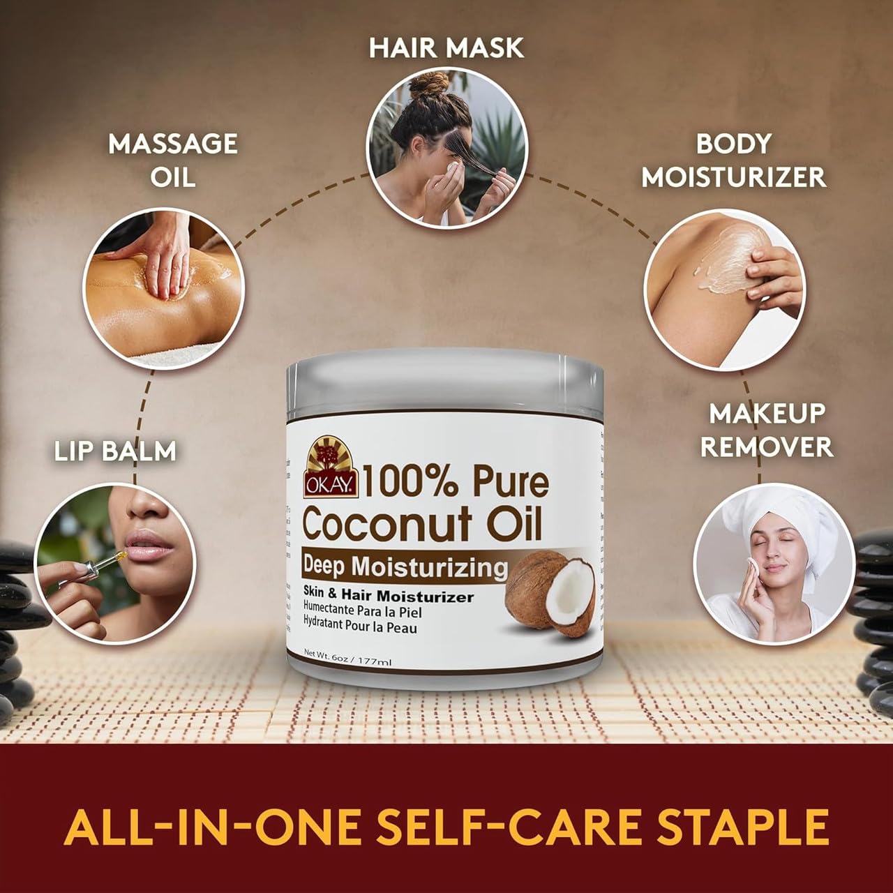 Okay pure coconut oil bottle for body and scalp