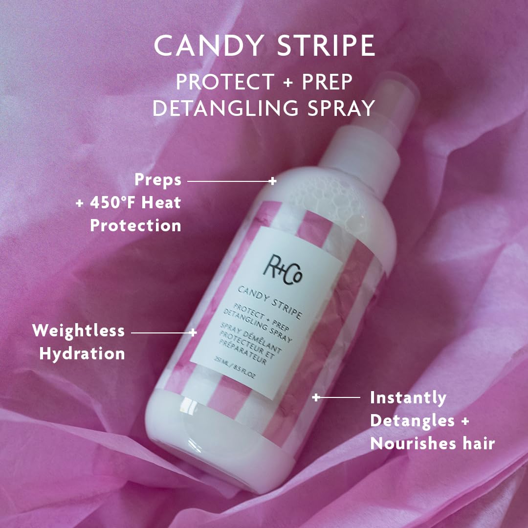R+Co Candy Stripe hair spray nozzle and pump dispenser close up